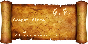 Greger Vince névjegykártya